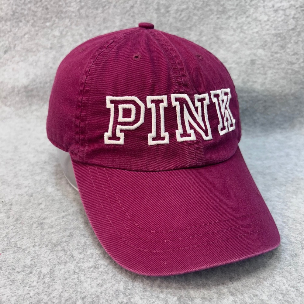 Victoria's Secret PINK Logo Womens Burgundy Baseball Cap Adjustable OSFA